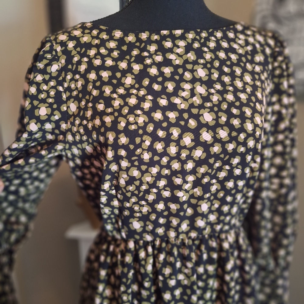 Who What Wear Leopard Maxi Cottagecore Scoop Back Dress Small - Picture 6 of 16